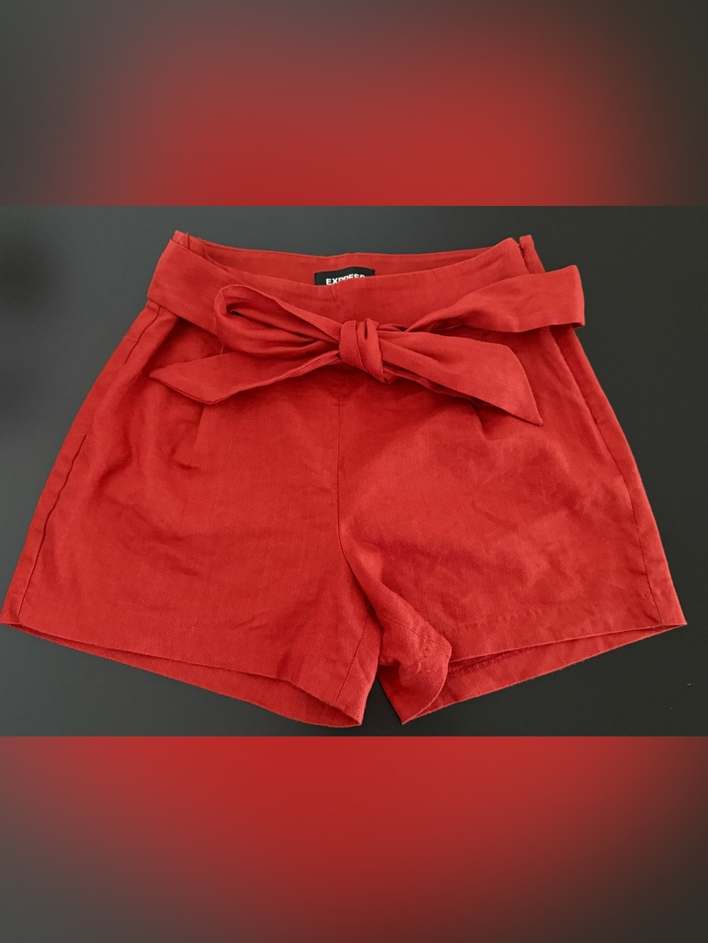 Express High Rise Belted Midi Shorts Size 0 Burnt Orange